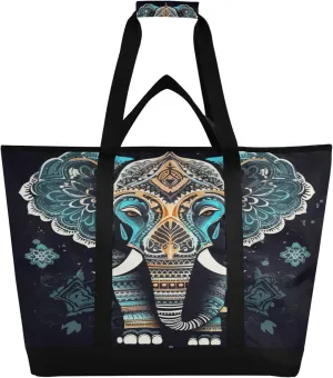 Elephant Reusable Insulated Cooler Bag with Ice Pack Compartment - Large 47L Waterproof Thermal Grocery Tote for Picnic Beach Camping Lunch Storage