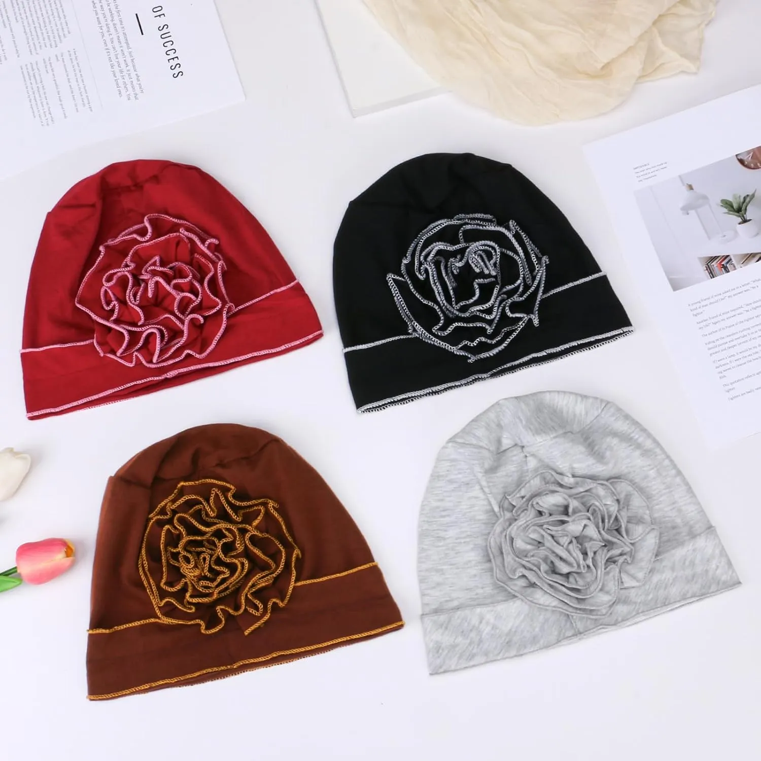 ELLEWIN Cotton Slouchy Beanie Hip-Hop Soft Lightweight Running Beanie Adult Skull Hats Cap for Men Women