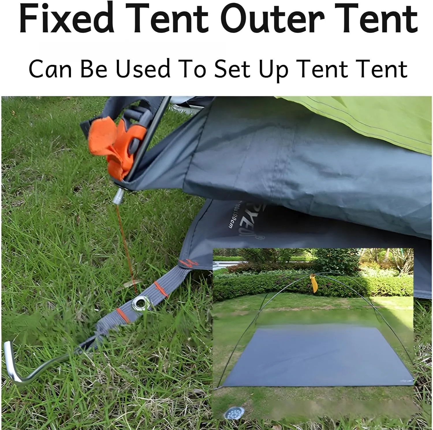 [Ellniges]【Waterproof Camping Ground Sheet】210D Oxford Hexagon Tarp with PU2000 Coating, Heavy-Duty Tear-【Multipurpose Outdoor Mat】for Tent Footprint, Picnic, Family Camping Gear (210x240cm w/Stakes)