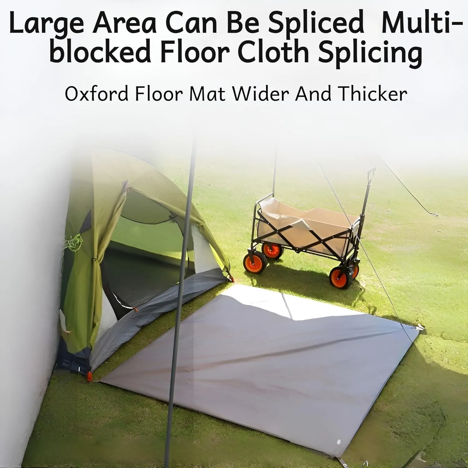 [Ellniges]【Waterproof Camping Ground Sheet】210D Oxford Hexagon Tarp with PU2000 Coating, Heavy-Duty Tear-【Multipurpose Outdoor Mat】for Tent Footprint, Picnic, Family Camping Gear (210x240cm w/Stakes)