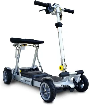 EV Rider Gypsy Q2 Manual Folding Lightweight Travel Mobility Scooter - 42 lbs w/o Battery - Airline Cruise Ship Approved (Silver)