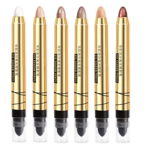 Eyeshadow Stick and Sponge Makeup Brush, Smooth Cream Shimmer Eyeshadow Pencil Long Lasting Waterproof Eyeshadow Highlighter Stick Makeup Hypoallergenic Highlights (07)