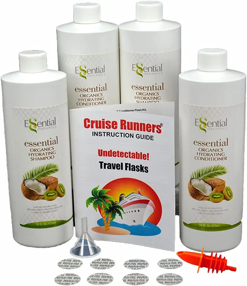 Fake Shampoo & Conditioner By CRUISE RUNNERS Hidden Liquor Alcohol Flasks For Booze Cruise Enjoy Rum Runners 4 Bottles