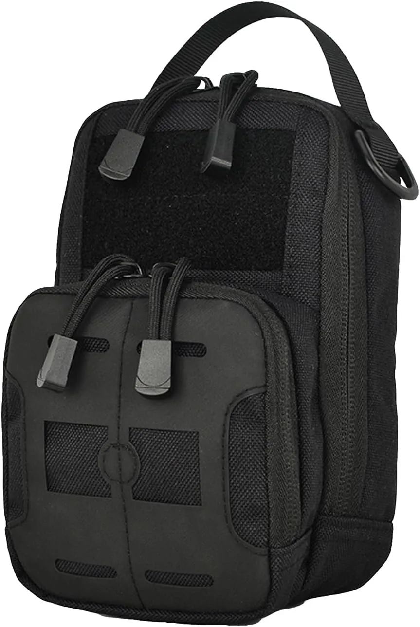 Fanny Pack for Men, Multifunction Belt Pouch Shoulder Waist Bag for Storage Waterproof Nylon Phone Case for Outdoor, Camping, Hiking, Tactics (Black)