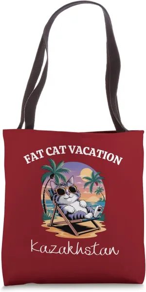 Fat Cat Vacation Kazakhstan Travel Tote Bag