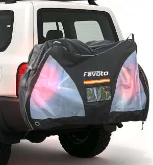 Favoto Bike Cover for Transport on Rack - Waterproof Bicycle Cover on Hitch Travel 600D Oxford Heavy Duty Outdoor Storage with License Plate Window Visible Tail Lights Sun Rain Dust Protection