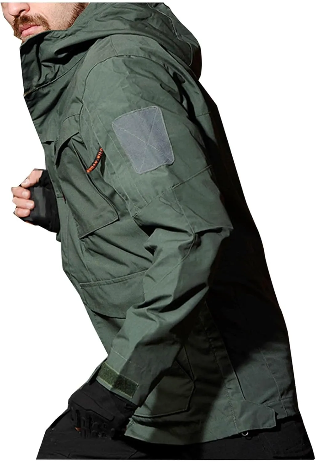 Finelylove Mens Military Tactical Jacket Waterproof Rain Jacket Warm Winter Raincoat Mountain Windbreaker with 6 Pockets