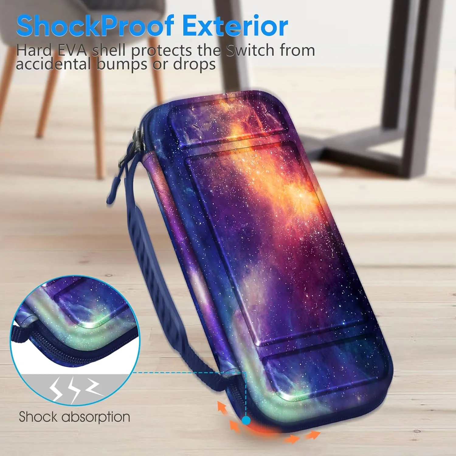 FINTIE Carrying Case for Nintendo Switch Lite 2019, [Shockproof] Hard Shell Protective Cover Travel Bag with Game Card & Micro SD Card Slots for Switch Lite Console & Accessories, Galaxy