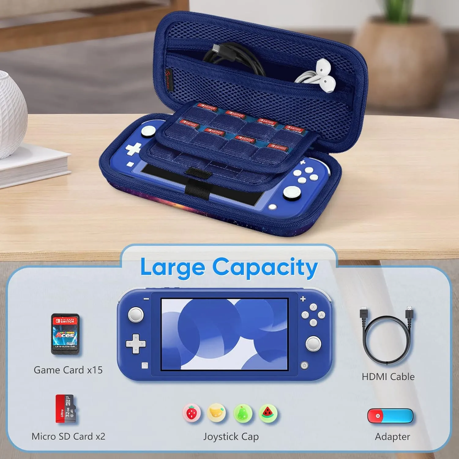 FINTIE Carrying Case for Nintendo Switch Lite 2019, [Shockproof] Hard Shell Protective Cover Travel Bag with Game Card & Micro SD Card Slots for Switch Lite Console & Accessories, Galaxy