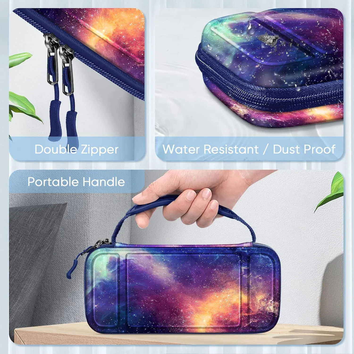FINTIE Carrying Case for Nintendo Switch Lite 2019, [Shockproof] Hard Shell Protective Cover Travel Bag with Game Card & Micro SD Card Slots for Switch Lite Console & Accessories, Galaxy