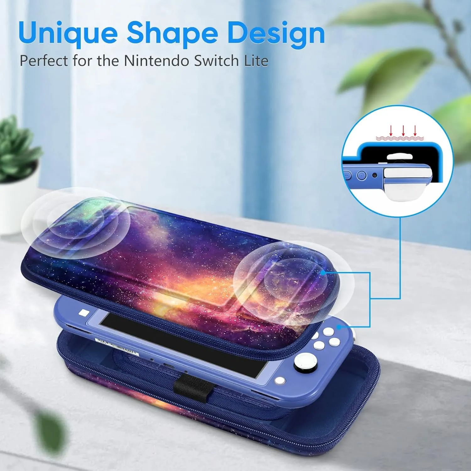 FINTIE Carrying Case for Nintendo Switch Lite 2019, [Shockproof] Hard Shell Protective Cover Travel Bag with Game Card & Micro SD Card Slots for Switch Lite Console & Accessories, Galaxy