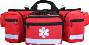 First Aid Fanny Pack Bag Empty,EMS,EMT,Emergency Trauma Doctor Bag,First Aid Kit For Car,Home,Hiking,Camping and Travel(Red)