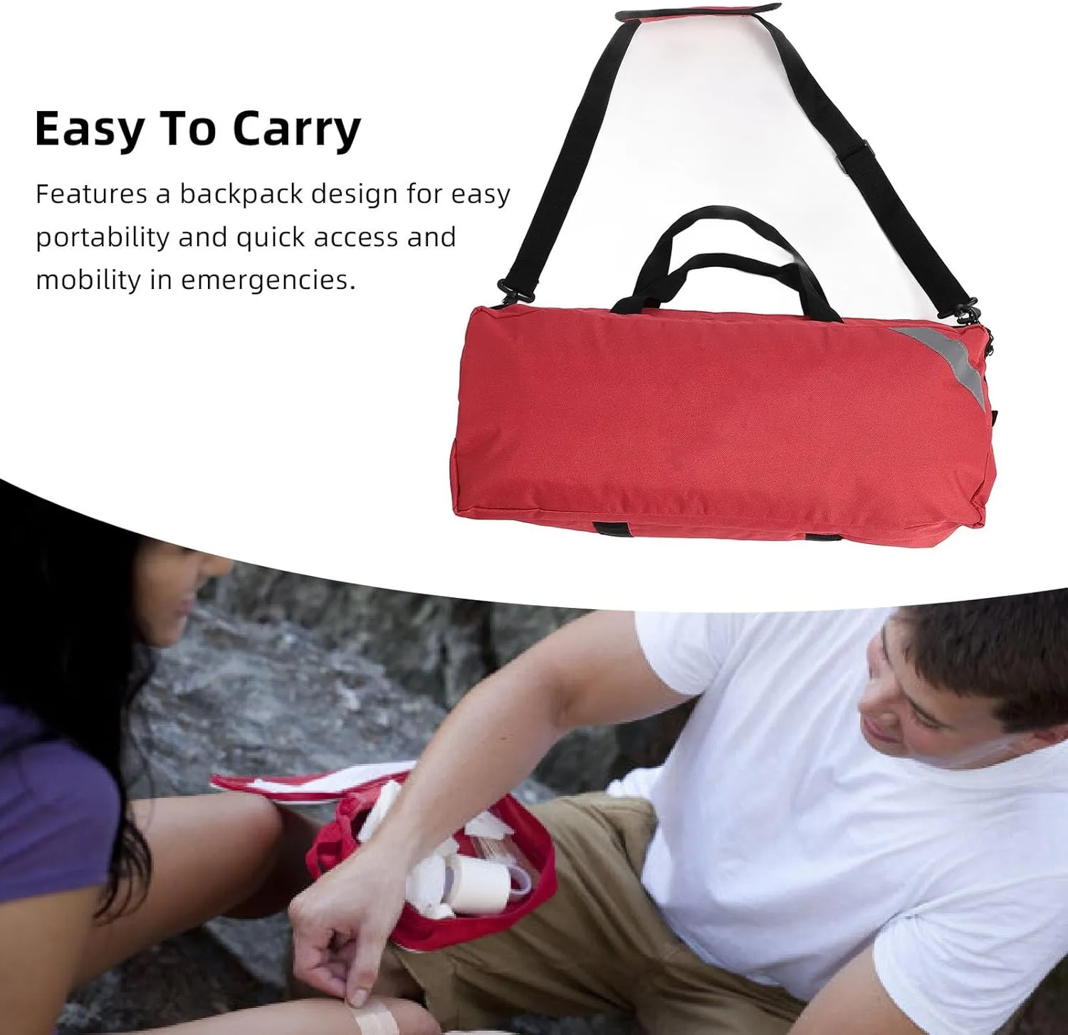 First Aid Medical Bag, Large Capacity Emergency Supplies Organizer, Water proof Medical Travel Bag with Adjustable Shoulder Straps and Waist Belt (Red)