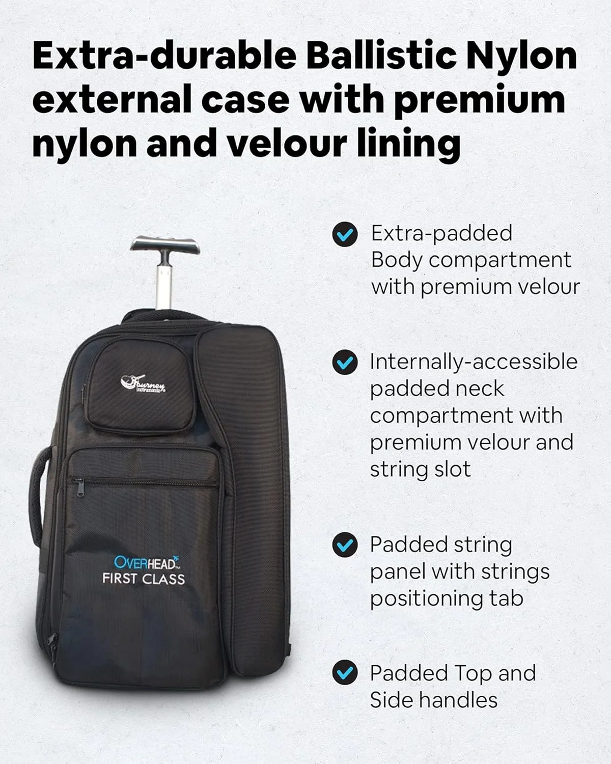 First Class Roler Travel Case – BG021 Traveling Overhead & First Class Series Case – Carry-on Guitar Bag for Collapsible Travel Guitars