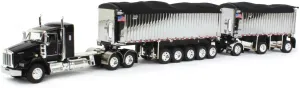 First Gear DCP 1/64 Black/Chrome Kenworth T800 w/Chrome East Genesis II End Dump Trailers 60-1572