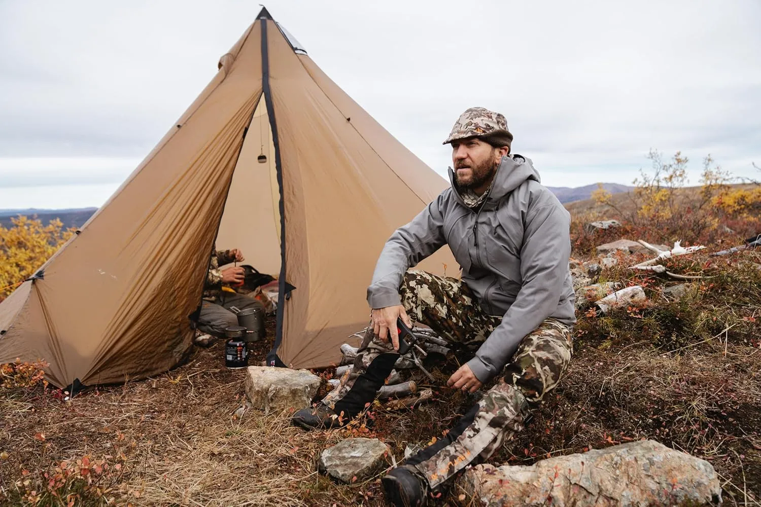First Lite Tundra Brim Beanie - Warm Fleece Camo Hunting Hat