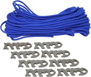 Fish Bone Knotless Rope and Gear Ties – Lightweight Backpacking or Camping Parachute Cord Tiedown – Aluminum, Stainless Steel and Titanium with Paracord Options