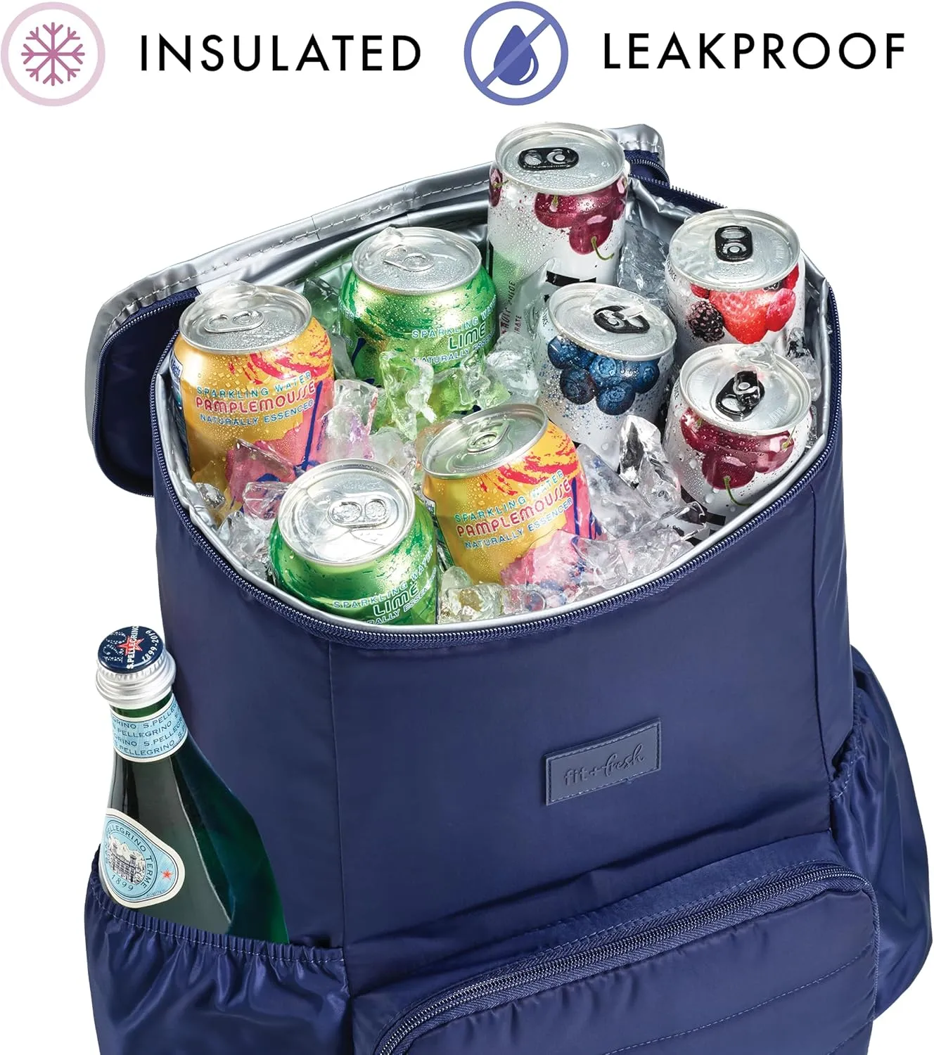 Fit & Fresh Insulated Backpack Soft Cooler – Leak-Resistant Beach & Travel Bag for Women, 24 Can Capacity Picnic & Cooler Bag