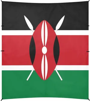 Flag of African Country Kenya Foldable Beach Cabana UPF50  Waterproof Sun Shelter with Sandbags & Sand Shovel for Backyard, Grassland, Park