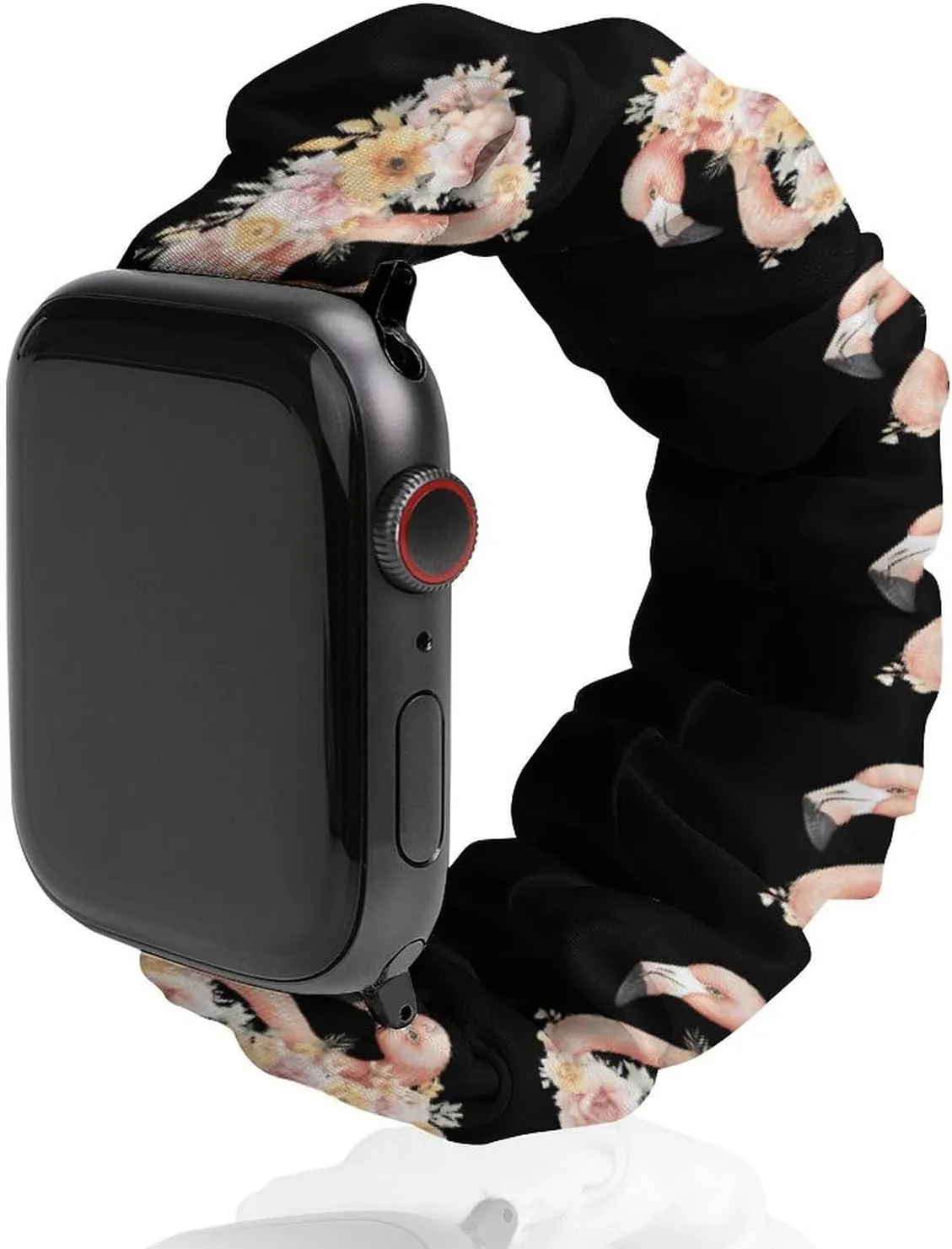 Flamingos Head With Floral Fashion Watch Strap Scrunchies Wristbands Compatible With IWatch Series