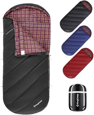 Flannel Design Weatherproof Adult Bag with 3-Season Sleeping & Tall Big - Lining, Professional-grade (Black) XL Camping Members-only deal & Lightweight, for 17.6℉-54℉ Backpacking, Comfort