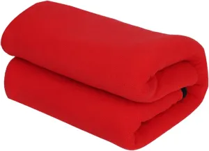 Fleece Sleeping Bag Liner Emergency Blanket Zippered Portable Camping Blanket Single Sleeping Bag for Fishing Backpacking, Red