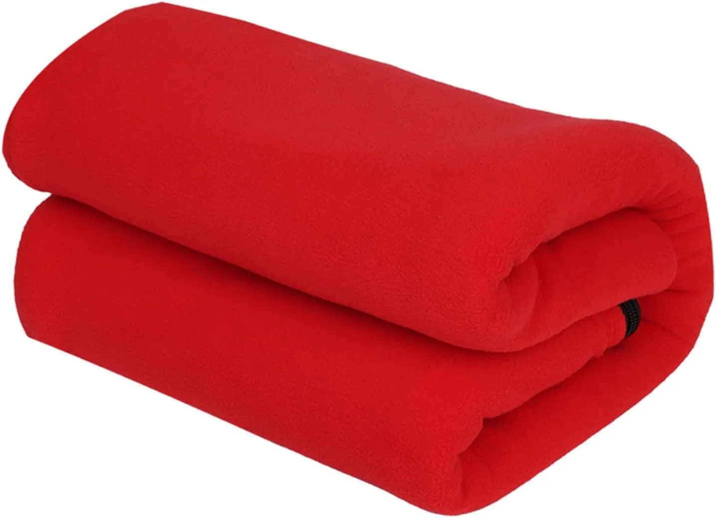Fleece Sleeping Bag Liner Emergency Blanket Zippered Portable Camping Blanket Single Sleeping Bag for Fishing Backpacking, Red