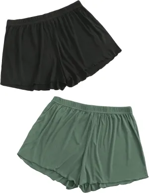 Floerns Women's Plus Size Solid Pajama Shorts 2 Pack Soft Lounge Sleep Shorts