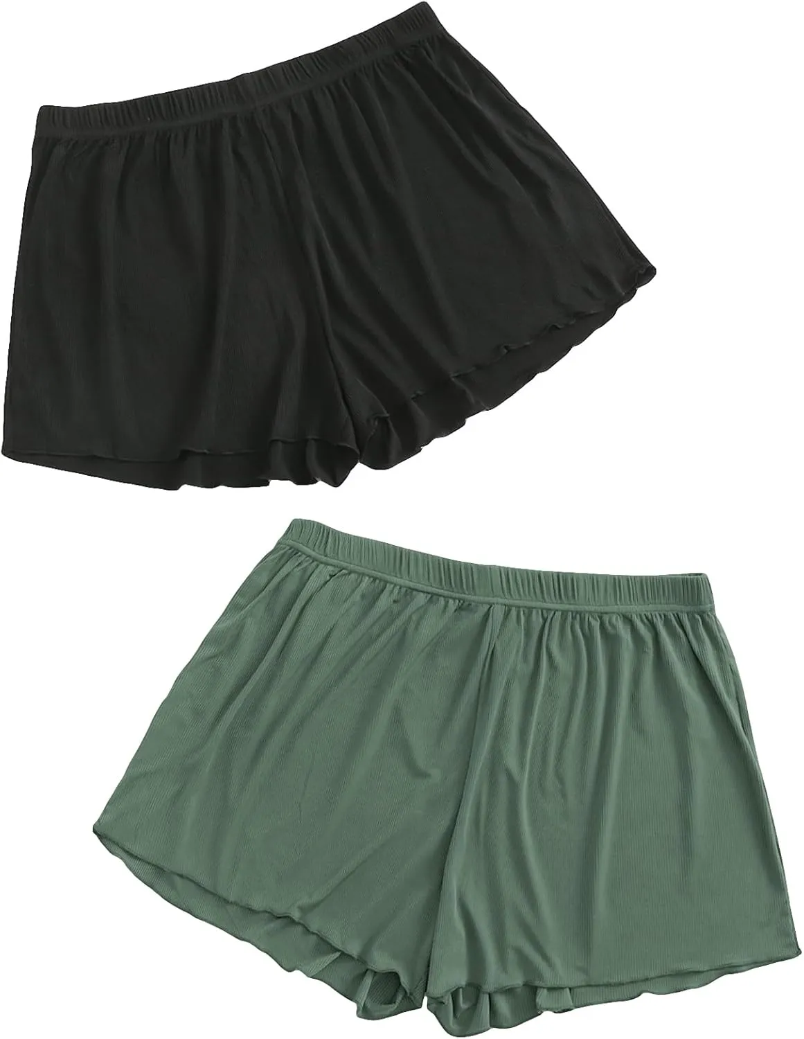 Floerns Women's Plus Size Solid Pajama Shorts 2 Pack Soft Lounge Sleep Shorts
