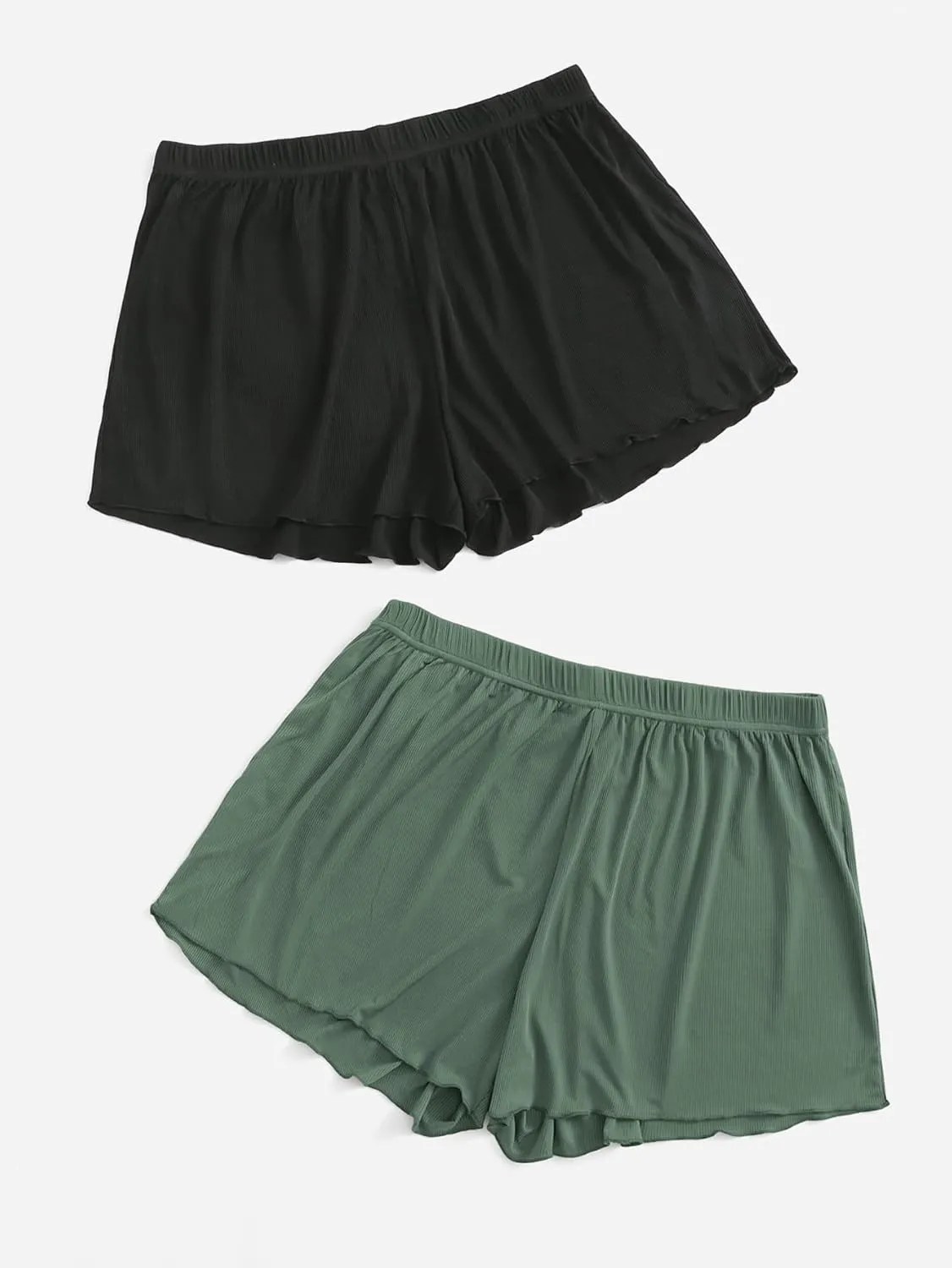 Floerns Women's Plus Size Solid Pajama Shorts 2 Pack Soft Lounge Sleep Shorts
