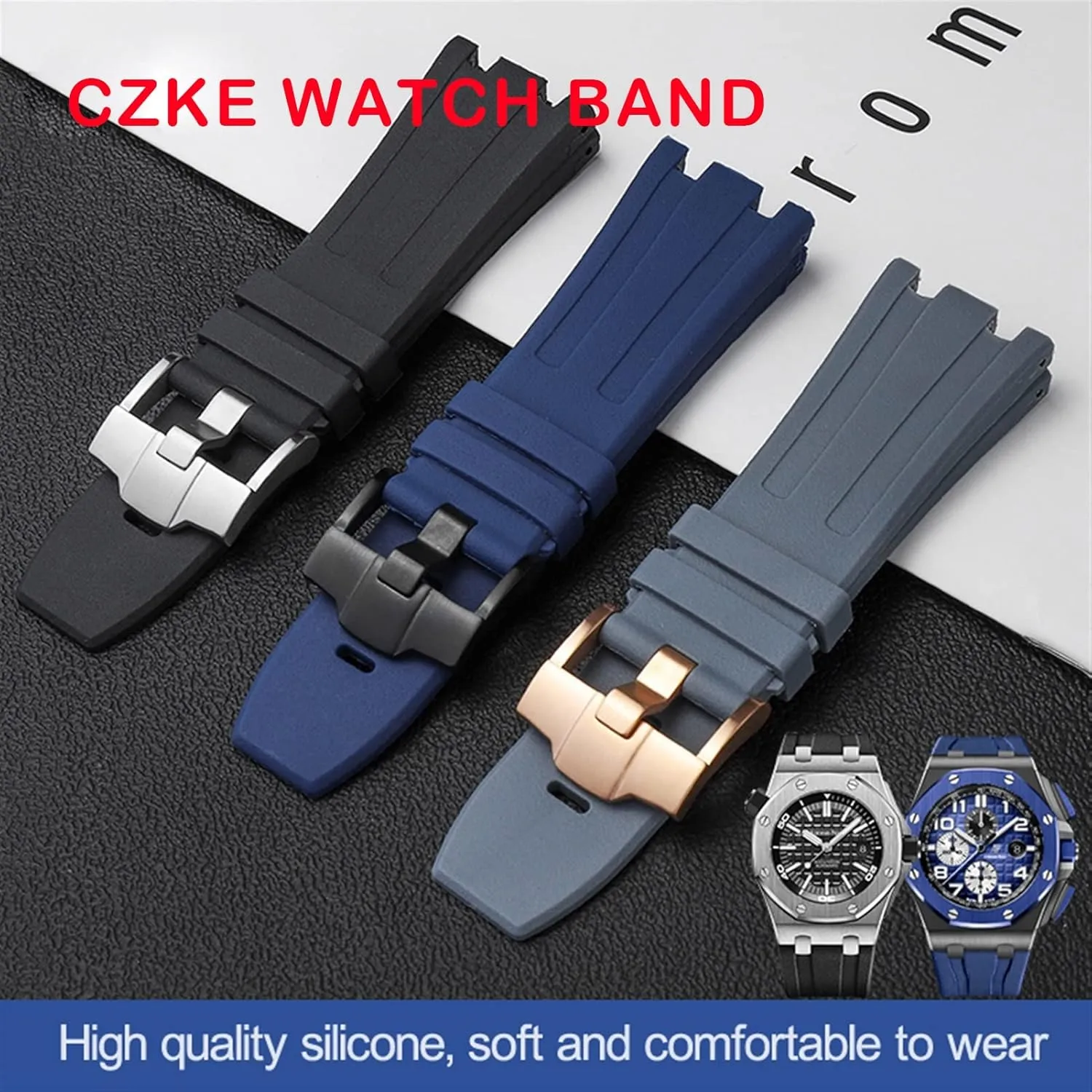 For AP 15703 Watchband Rubber WatchStrap 28mm Waterproof, Sweatproof and WearResistant Bracelet