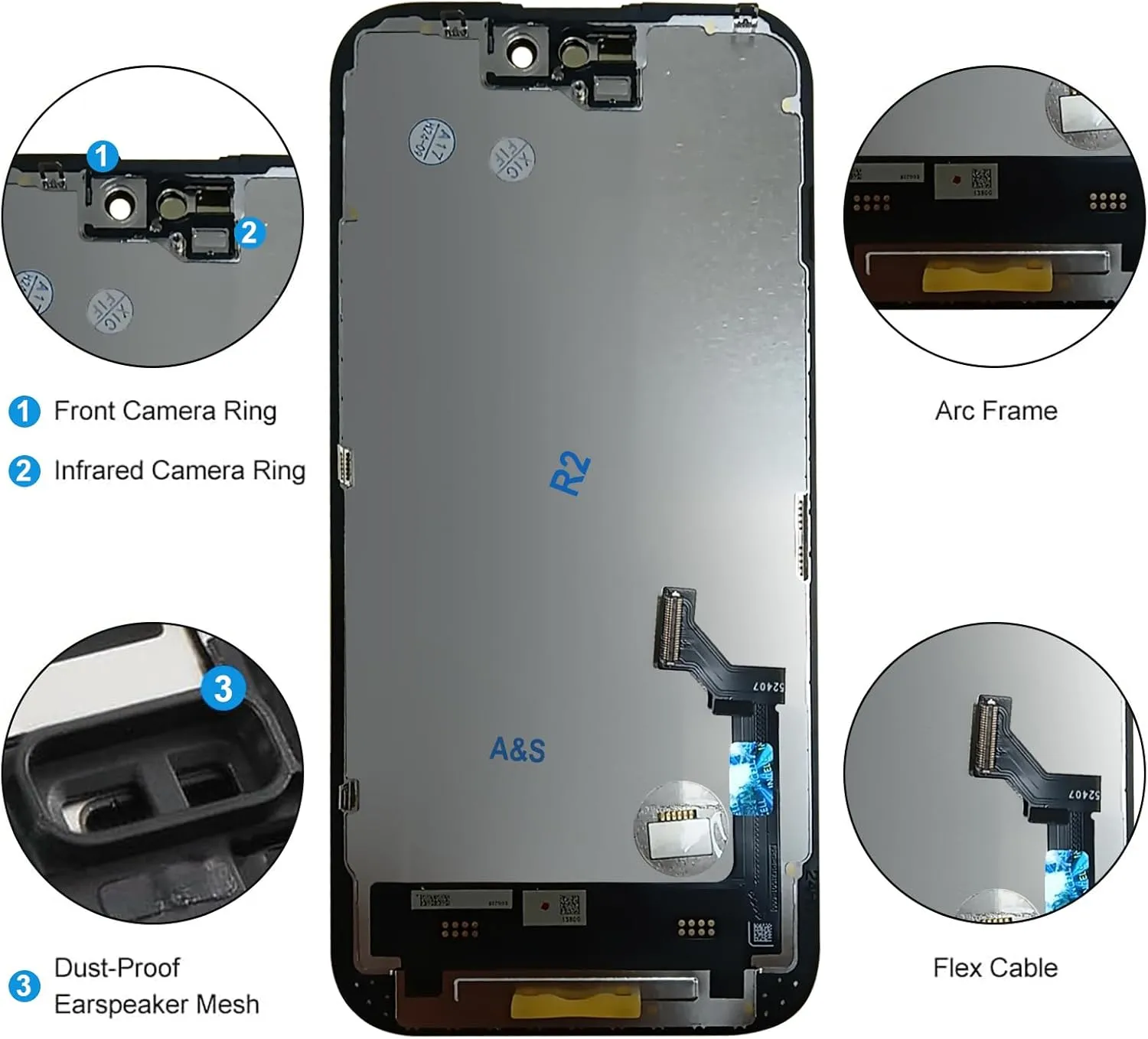 for iPhone 15 Screen Replacement, 6.1'' 3D Touch True Tone Screen for iPhone 15 Touch Display Digitizer Assembly with Repair Tools for iPhone LCD(A3090, A2846, A3089, A3092)