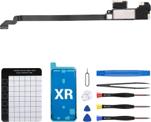 for iPhone Xr Ear Speaker Replacement OEM Repair Kit iPhoneXr New Front Earpiece Module with Ambient Light Sensor Flex Cable Connector Proximity Sensor Fix Tools Kit A1984 A2105 A2106 A2108