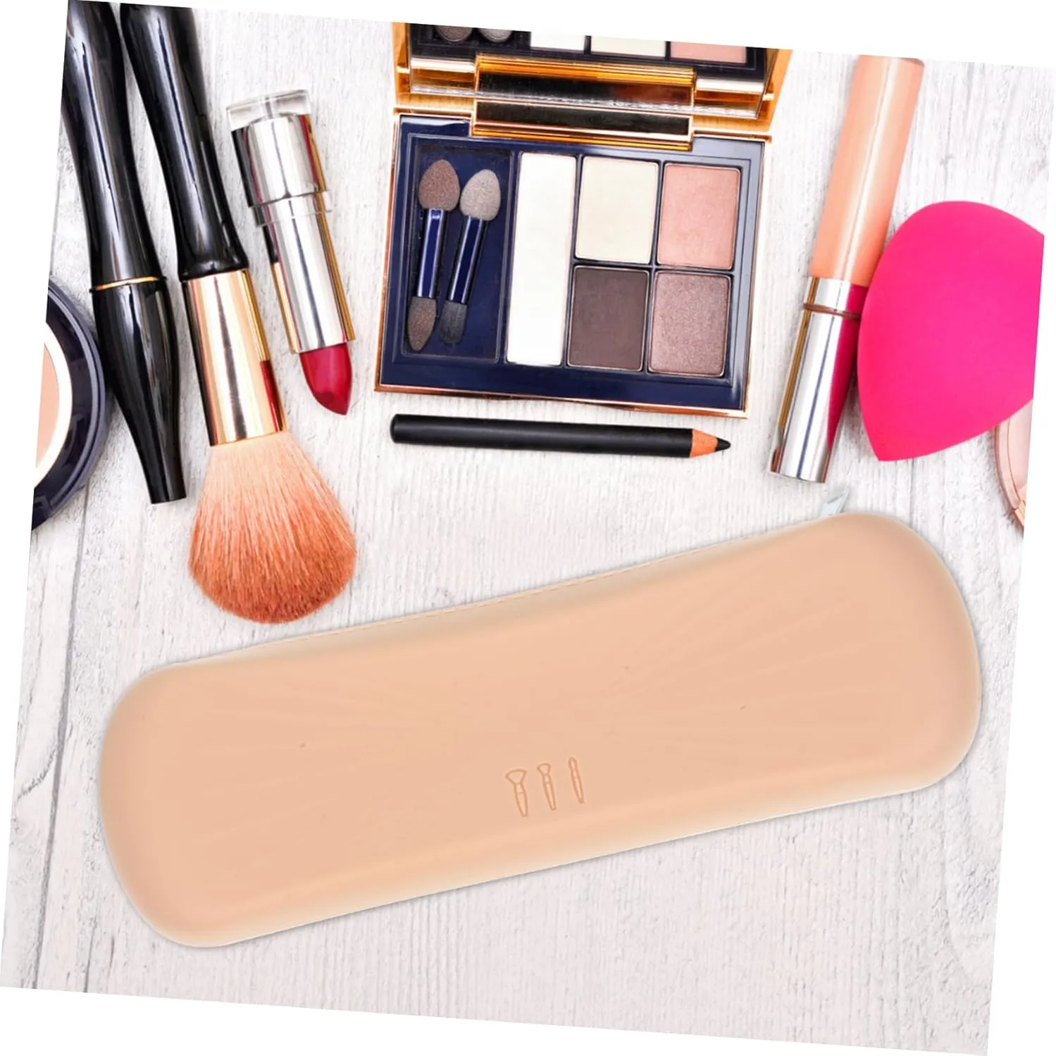 FRCOLOR 3pcs Travel Makeup Case Silicone Makeup Brush Holder for Women Lightweight Ergonomic Design Dust Storage for Brushes Travel Essential