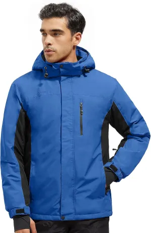FREE SOLDIER Men's Waterproof Ski Snow Jacket Fleece Lined Warm Winter Rain Jacket with Hood Fully Taped Seams