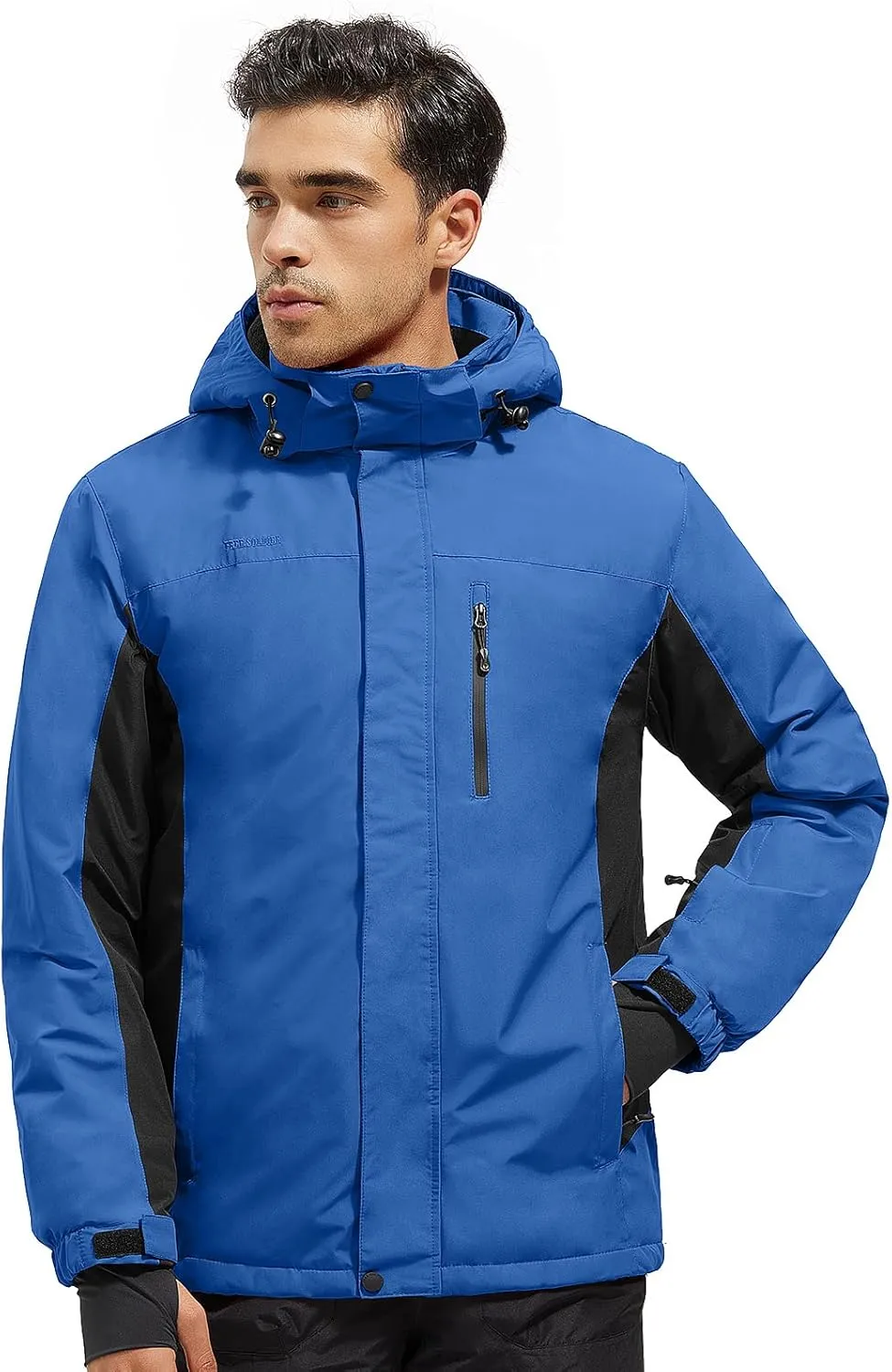 FREE SOLDIER Men's Waterproof Ski Snow Jacket Fleece Lined Warm Winter Rain Jacket with Hood Fully Taped Seams