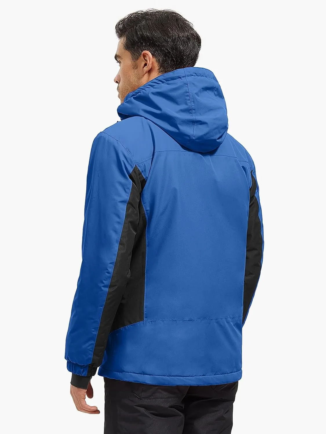 FREE SOLDIER Men's Waterproof Ski Snow Jacket Fleece Lined Warm Winter Rain Jacket with Hood Fully Taped Seams