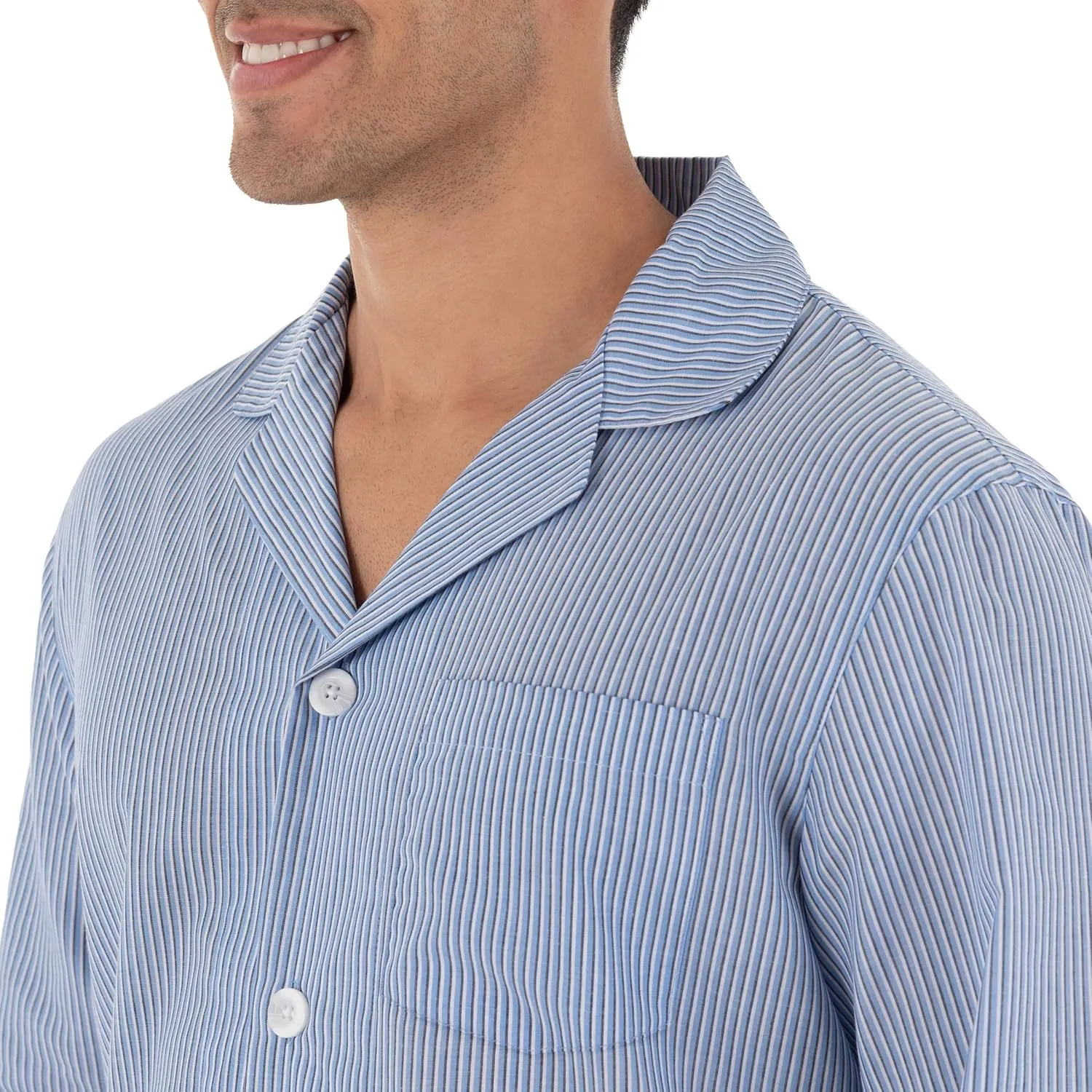 Fruit of the Loom mens Long Sleeve Broadcloth Pajama Set