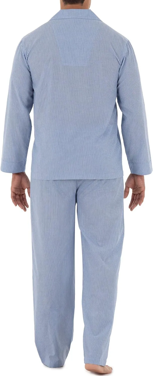 Fruit of the Loom mens Long Sleeve Broadcloth Pajama Set