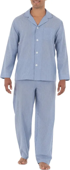 Fruit of the Loom mens Long Sleeve Broadcloth Pajama Set