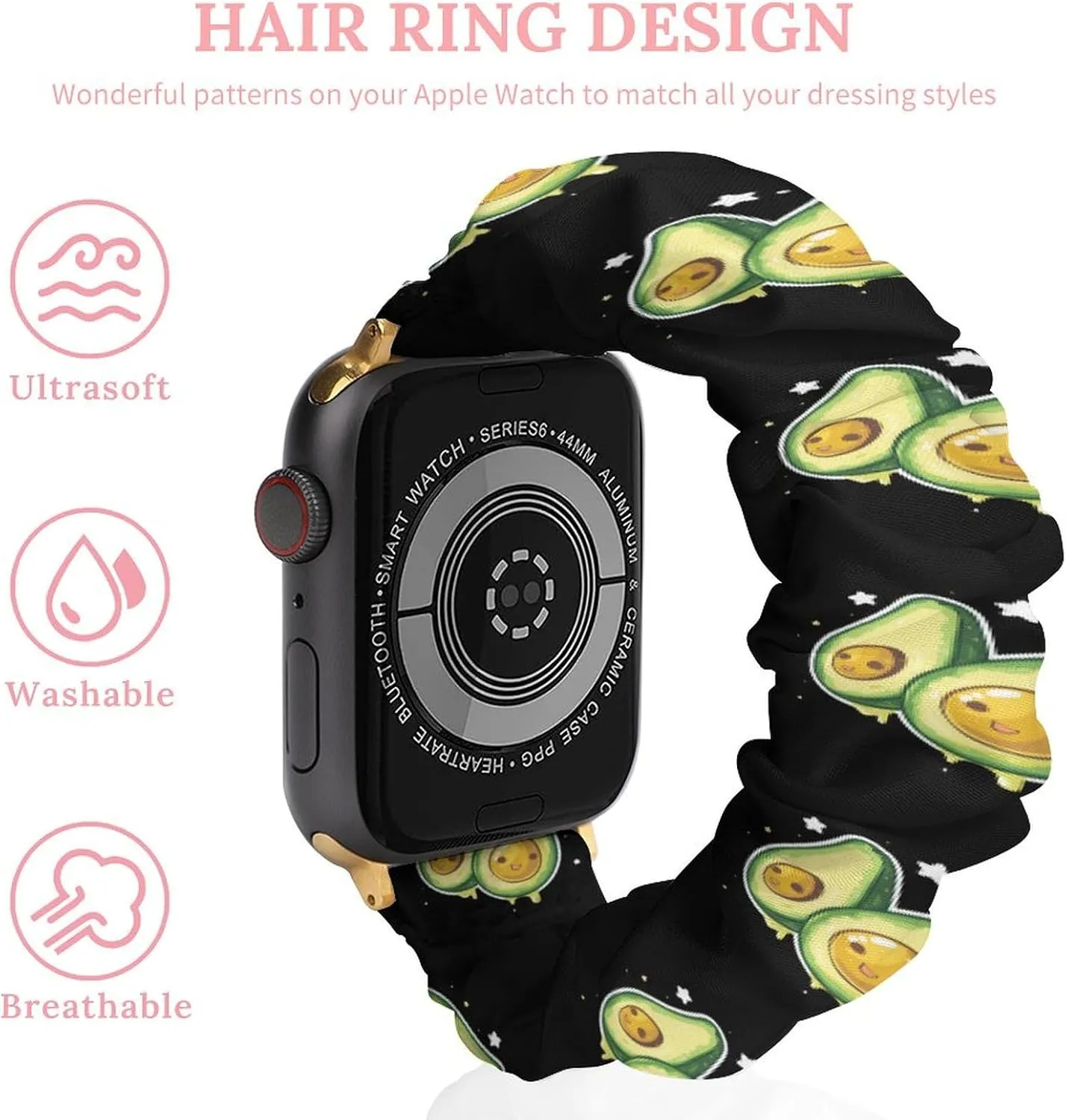 Funny Avocado Fashion Watch Strap Scrunchies Wristbands Compatible With IWatch Series