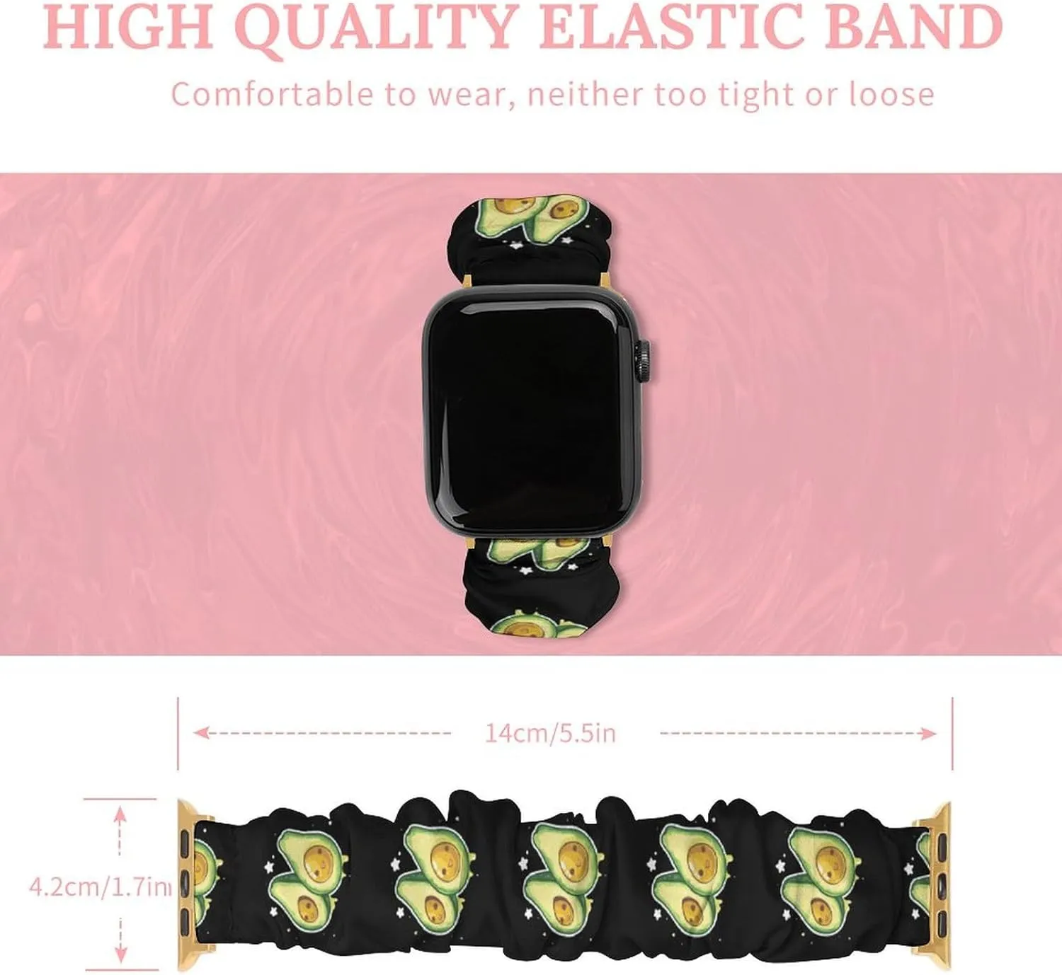 Funny Avocado Fashion Watch Strap Scrunchies Wristbands Compatible With IWatch Series