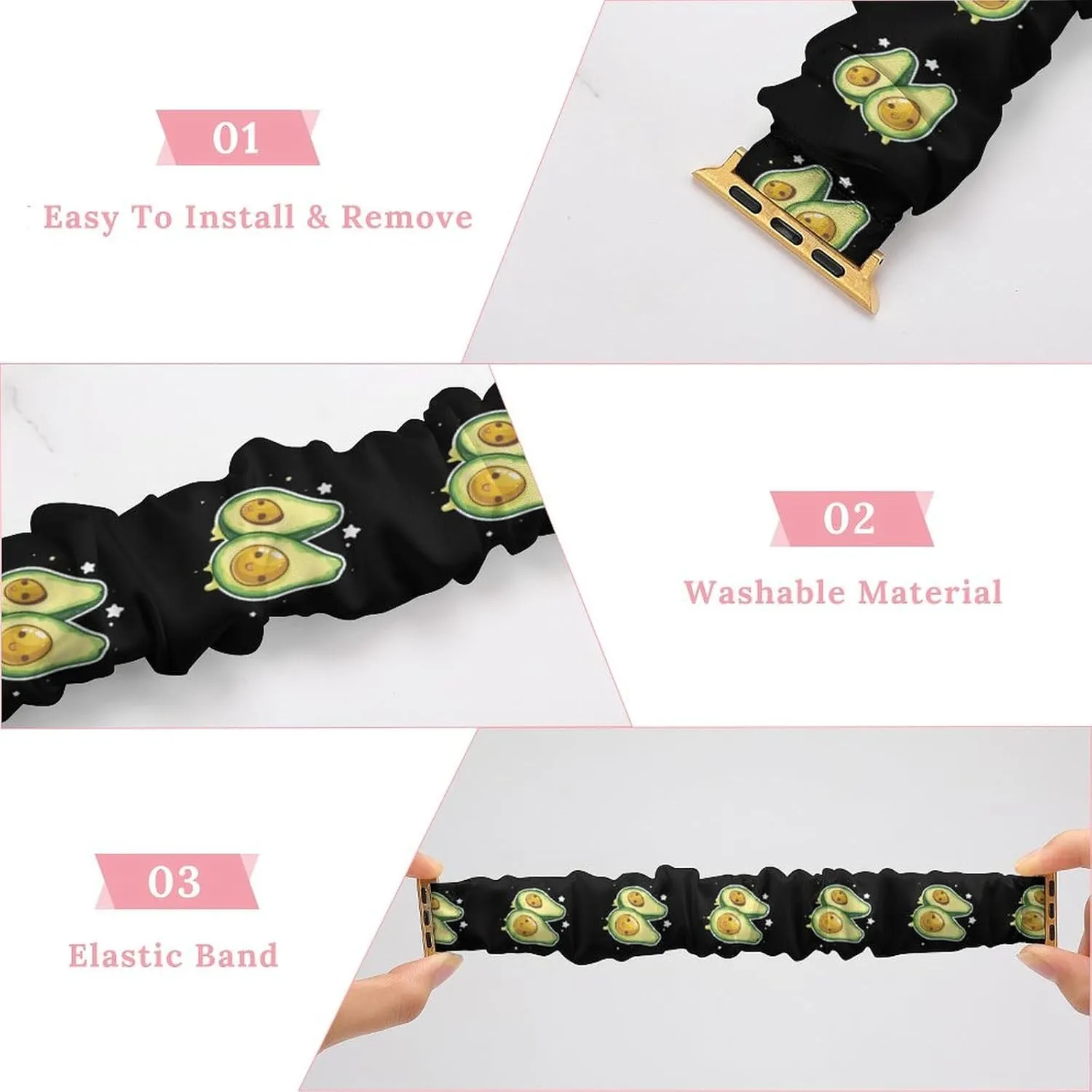 Funny Avocado Fashion Watch Strap Scrunchies Wristbands Compatible With IWatch Series