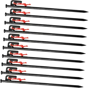 GALPADA Outdoor Tent Pegs 10 Pieces Metal Stakes for Ground Tarp Fixing Accessories Easy to Drive Pull