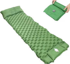 GaRcan Inflatable Sleeping Mattress Sleeping Pad for Camping Inflatable Roll Mat, Lightweight Sleeping Mat, Self-Inflating Camping Mat with Built-in Inflatable Pillow, Ultralight and Smal