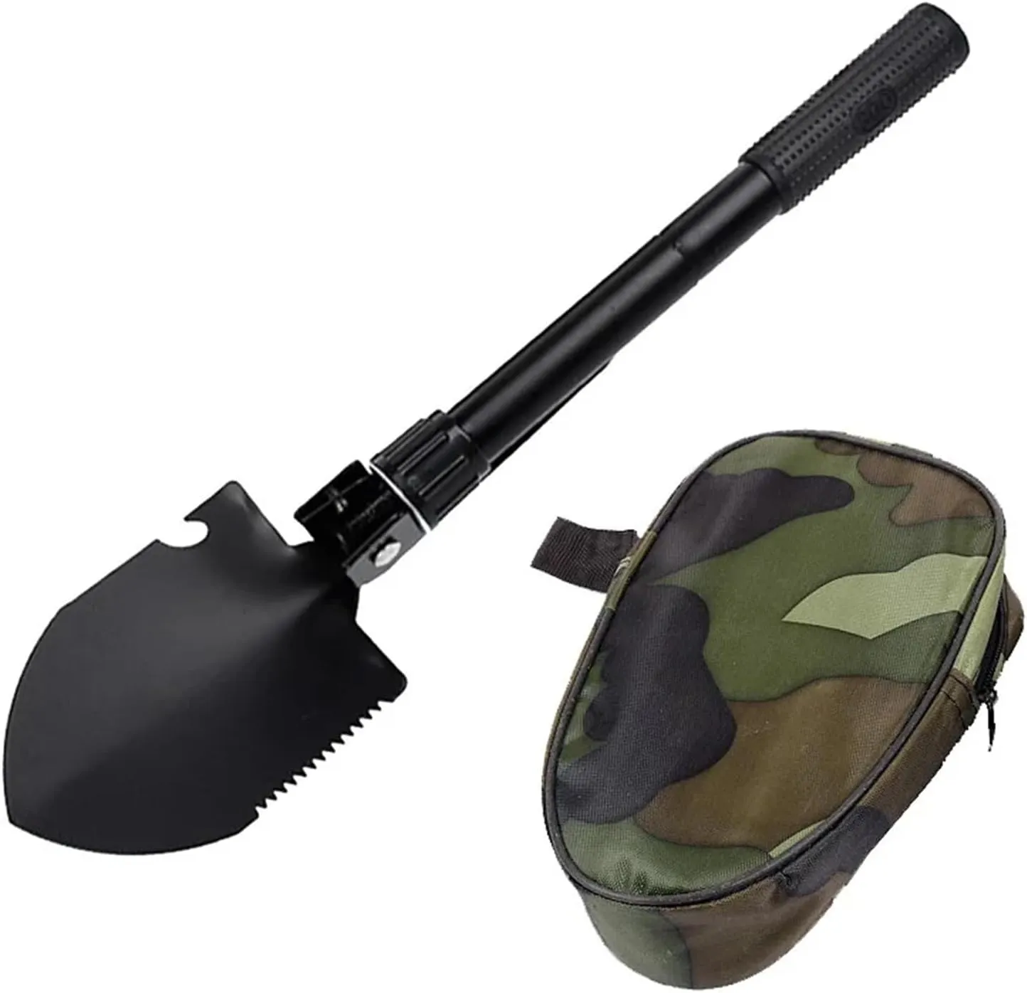 Garden Tools Military Portable Folding Shovel Multifunction Stainless Steel Survival Spade Trowel Camping Outdoor Cleaning Tool(Black)