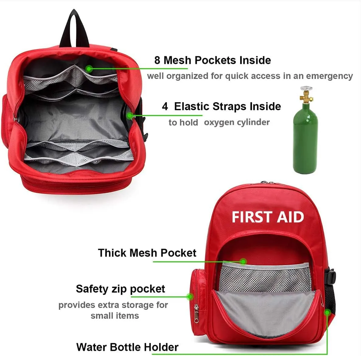 Gatycallaty First Aid Bag Empty Medical Backpack for Emergency Bags First Responder Trauma Treatment with 13 Pockets for Outdoor Hiking Travel Field Trips Camping road trip essentials for vacation