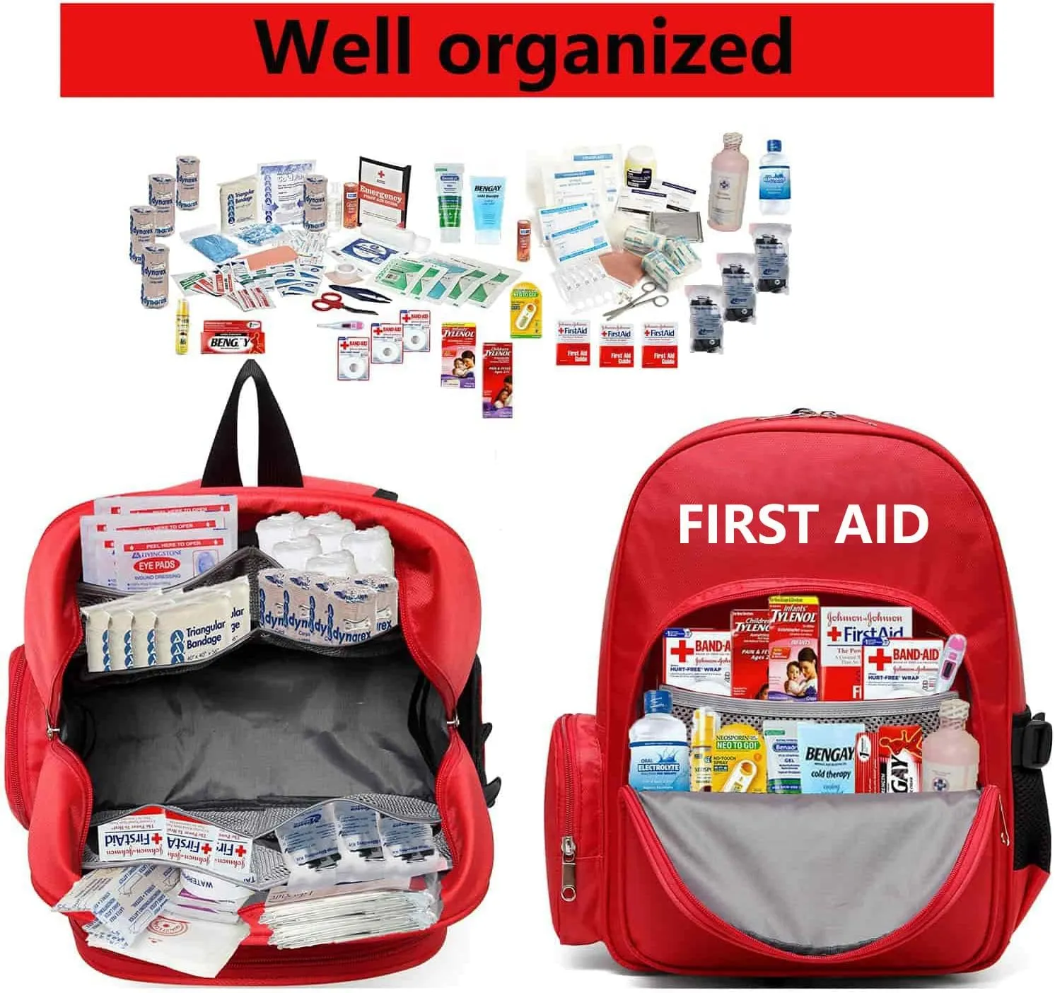 Gatycallaty First Aid Bag Empty Medical Backpack for Emergency Bags First Responder Trauma Treatment with 13 Pockets for Outdoor Hiking Travel Field Trips Camping road trip essentials for vacation