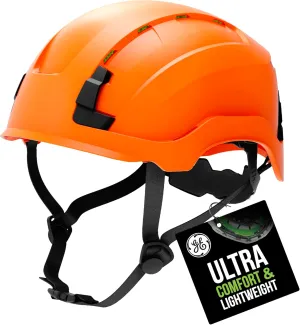 GE Safety Helmet: ANSI Type 2 Class G & E, Advanced Impact Technology, Ultra Comfortable Memory Foam, Heat Stress Reduction, Compatible with Accessories, Adjustable Size OSHA Approved