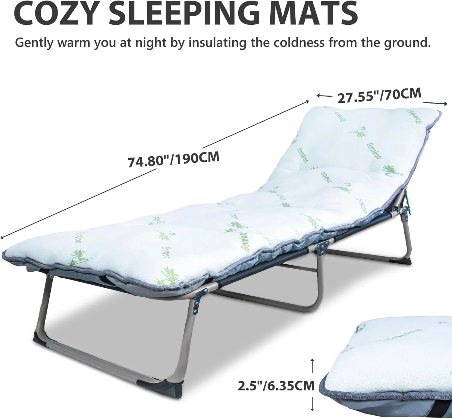 Gehannah Sleeping cot Pads for Camping - Soft Comfortable Foldable Cot Mattress for Adults, Lightweight Sleeping Mat for Outdoor & Indoor, Picnic, Hiking, Backpacking